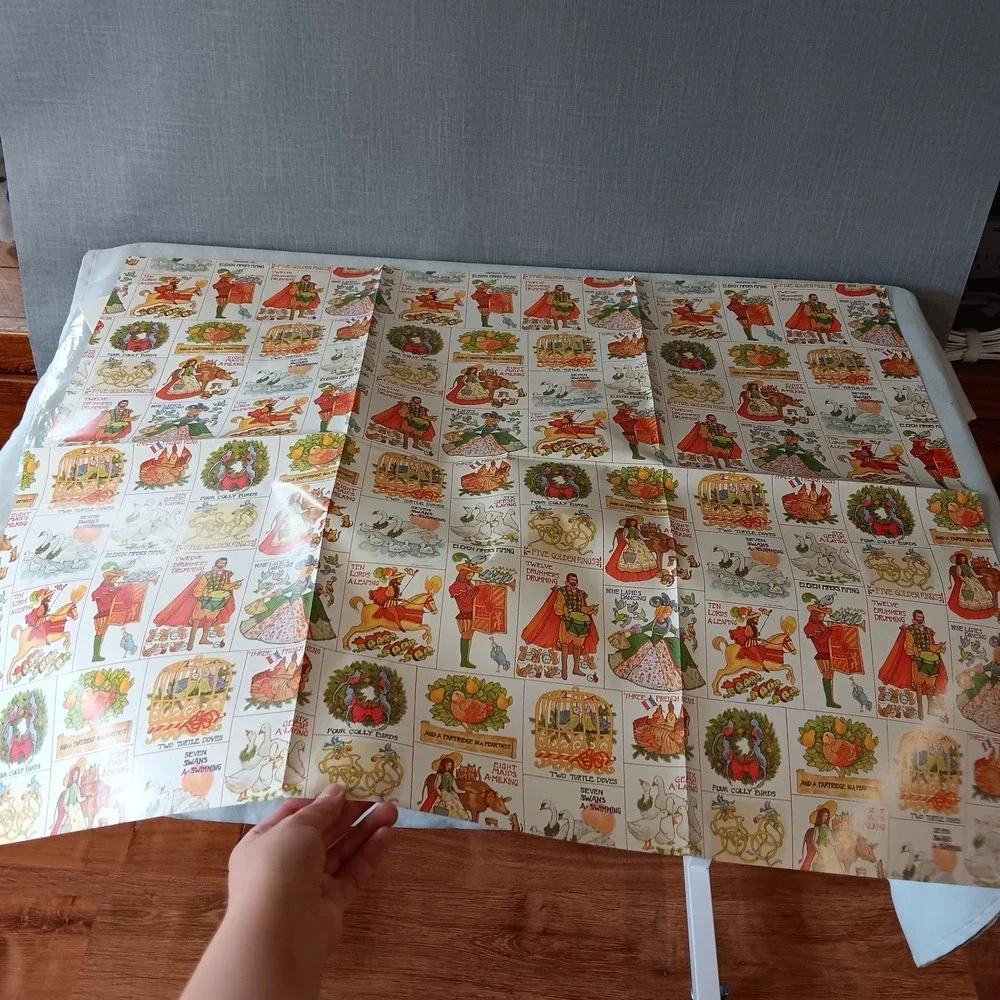 Current The Twelve Days Christmas Gift Wrap 1980 Vintage 24x30 Sheet 1 Card